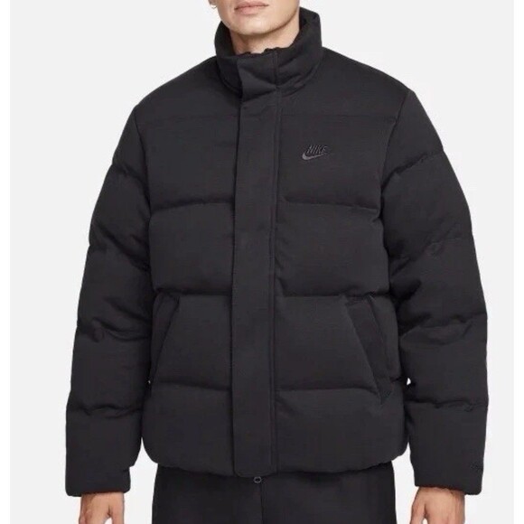 Size L Nike Tech Fleece Therma Fit Oversized Puffer Black Jacket Mens FB7854-010 - Picture 1 of 3